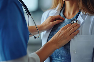 Doctor using stethoscope on patient, a Health & Medical Photo by Pixeness Studio