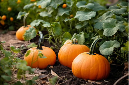 Pumpkins growing in garden. Generate, an Animal Photo by Ylivdesign