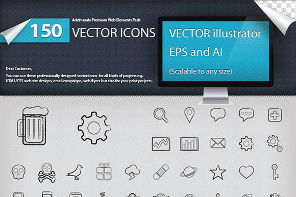 150 Hand Made Icon Set