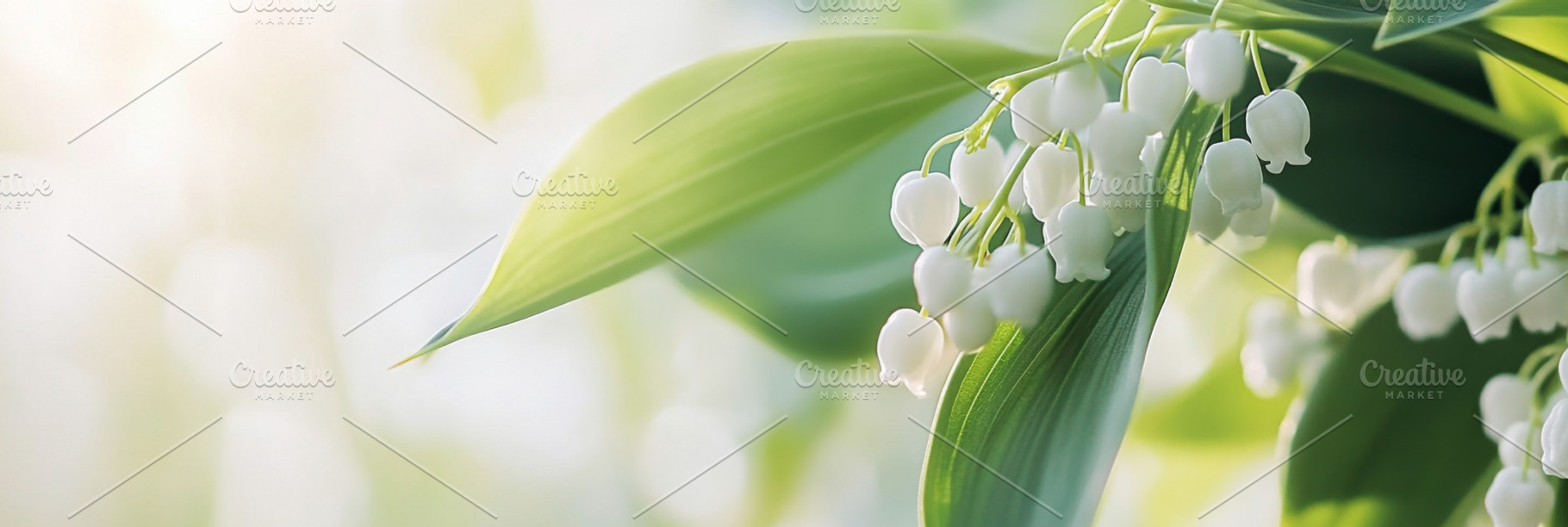 Lily of the valley flowers and green, a Photo by Dvoevnore photos