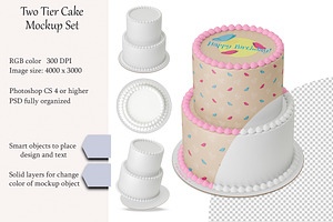 Tiered cake Mockup set. PSD mockup.
