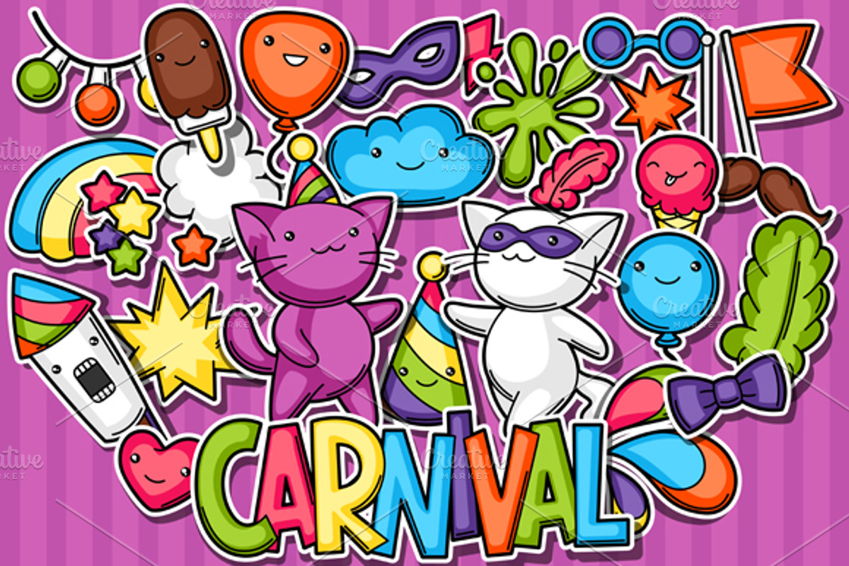 Carnival party kawaii backgrounds., a Card Template by incomible (Photo 3 of 3)