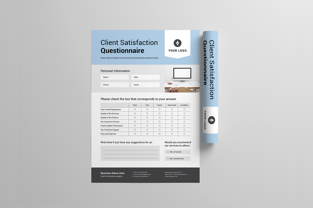 Client Satisfaction Questionnaire, a Stationery Template by Leaflove