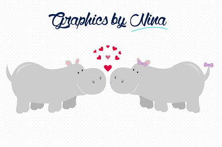 Love Hippos Clipart