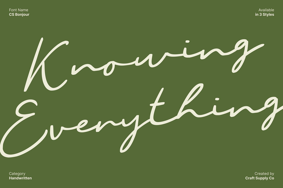CS Bonjour – Signature Script Font, a Script Font by Craft Supply Co. (Photo 3 of 8)