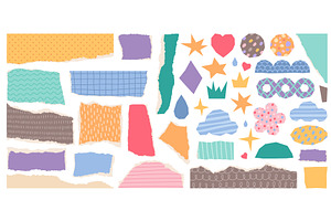 Color torn paper. Cut pieces with, an Illustration by YummyBuum
