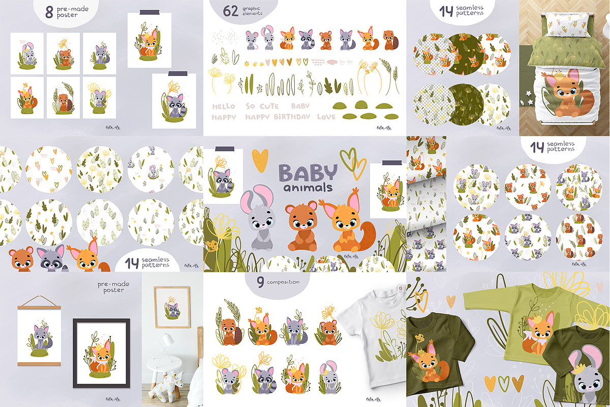 KIDS BUNDLE, an Animal Illustration by tata_ota (Photo 2 of 7)