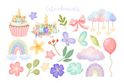 Watercolor Pastel Unicorn Clipart, an Animal Illustration by ArtGiftsStudio (Thumbnail 4 of 6)