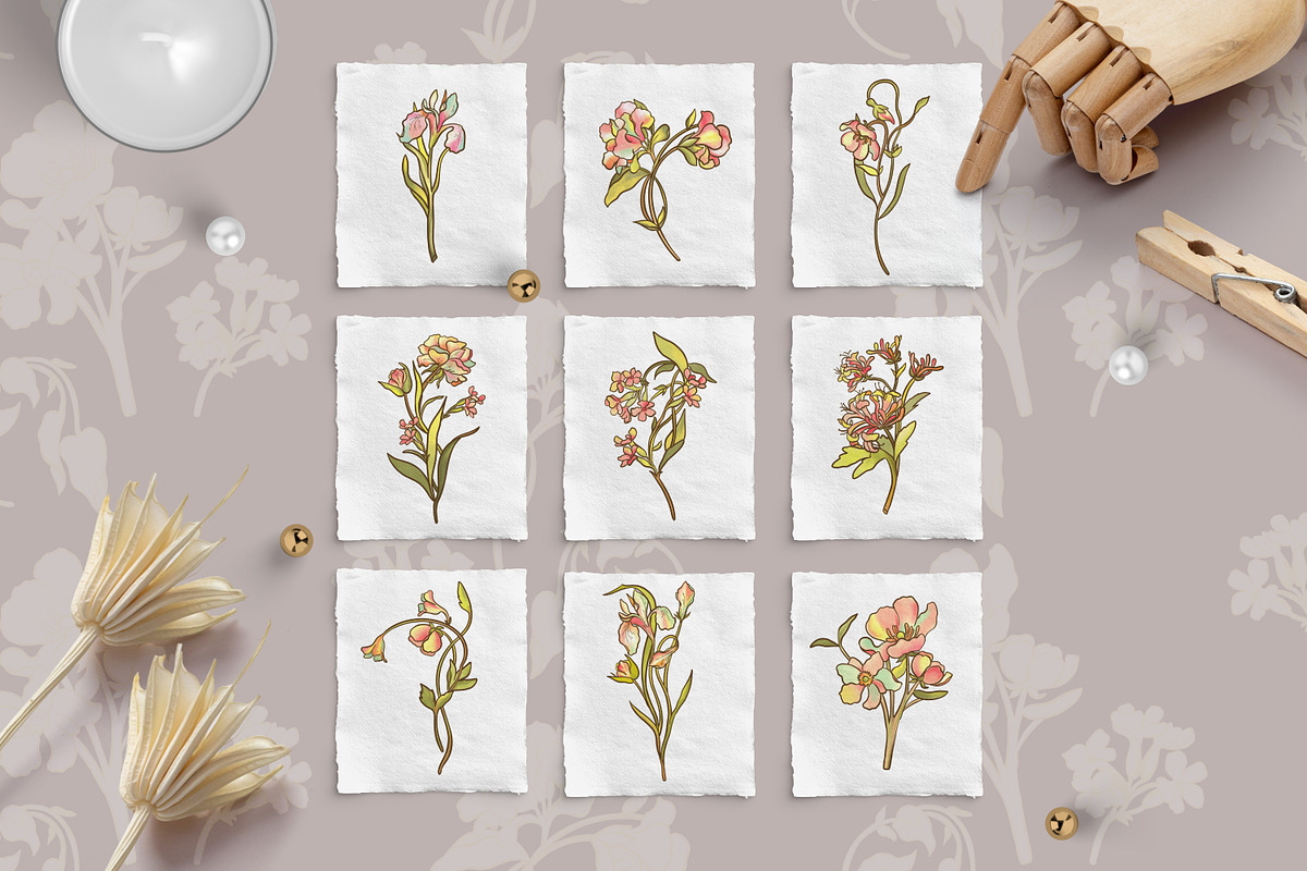 French Floral Art Nouveau Flower, a Decorative Illustration by Rachel Art Studio (Photo 4 of 8)