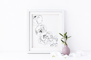 Peony flower hand drawing card, a Card Template by TurquoiseDesign (Thumbnail 1 of 4)