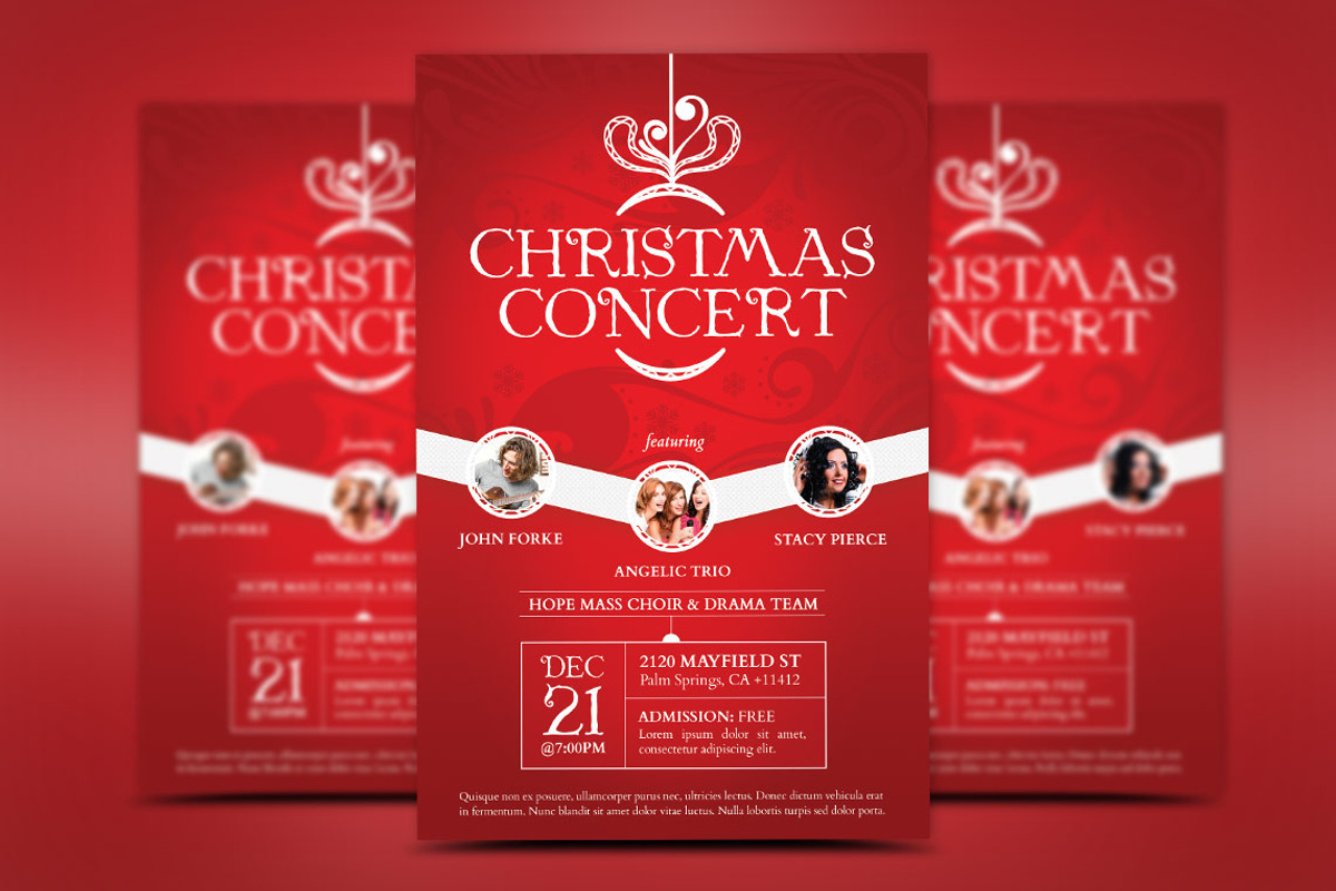 Red Christmas Concert Flyer Template, a Flyer Template by Godserv Designs (Photo 2 of 5)