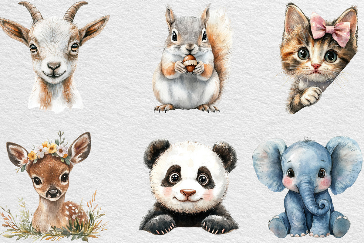 Animal Peeking Around Corner Clipart, an Illustration by Black Bird Studio (Photo 2 of 6)