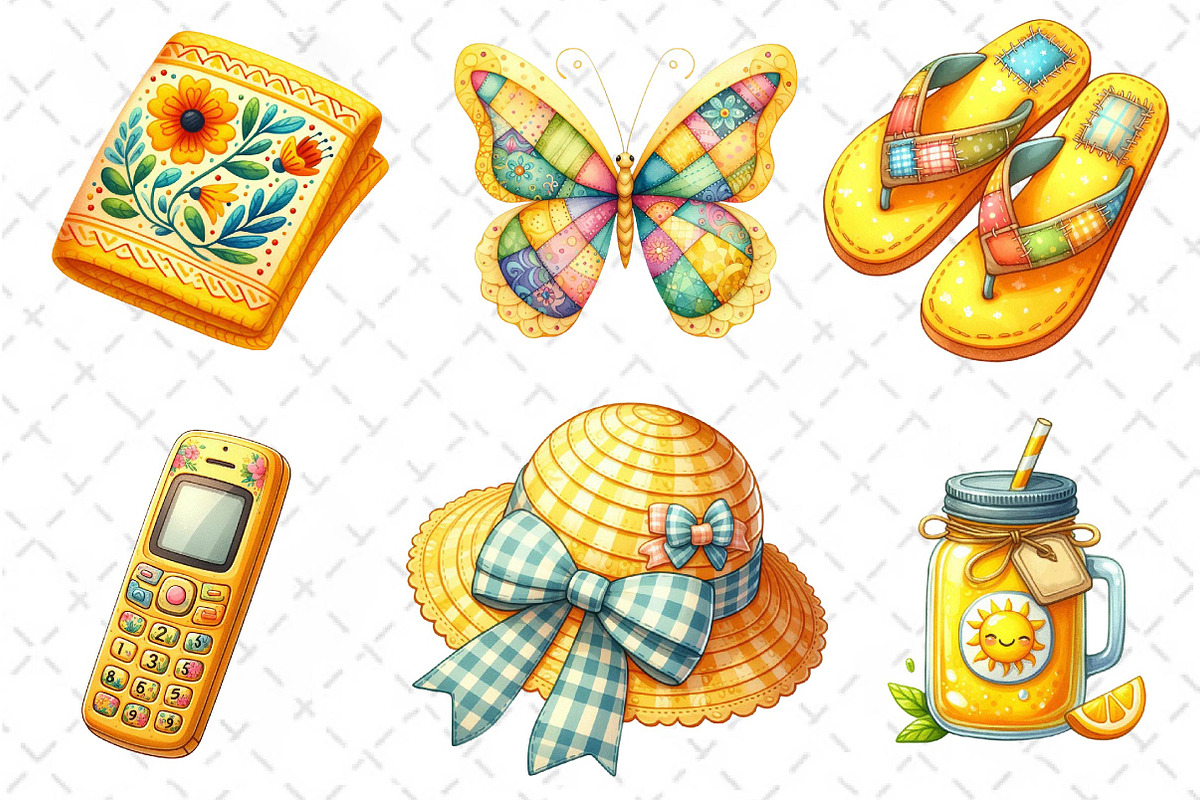 Yellow Patchwork Summer Clipart, an Illustration by Dream Creation (Photo 6 of 6)