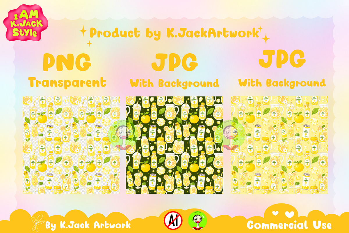 Cute Yuzu Lemonade Drink Seamless, a Background Graphic by K.JackArtwork (Photo 2 of 8)