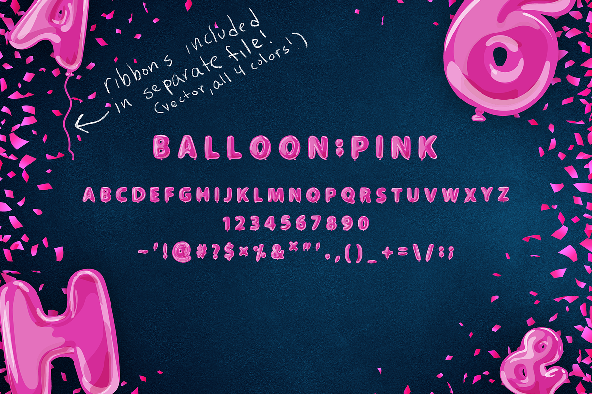 Foil Balloon Font pink gold silver preview 3