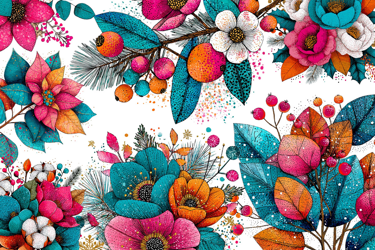 Christmas Flowers Sublimation Bundle, an Illustration by Daily.Designs (Photo 4 of 4)