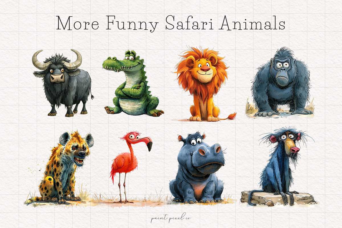 Quirky Safari Animal graphics, an Animal Illustration by PaintPixelCo (Photo 8 of 18)