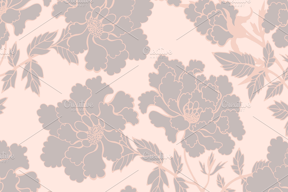 Peony flower pattern, a Pattern Graphic by Polanika (Photo 11 of 12)