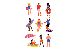 People Enjoying Summer Vacation Set, a Sport Illustration by TopVectors