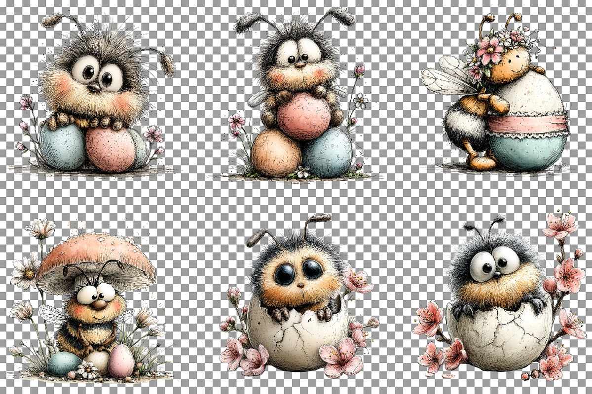 Quirky Easter Bee Clipart, an Illustration by Sublimation Artist (Photo 3 of 7)