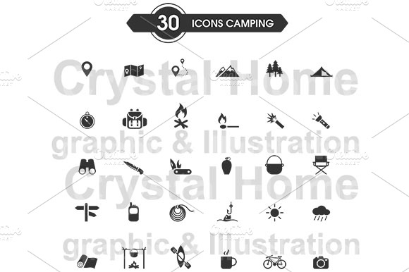 Camping Leisure Flat Icon Set