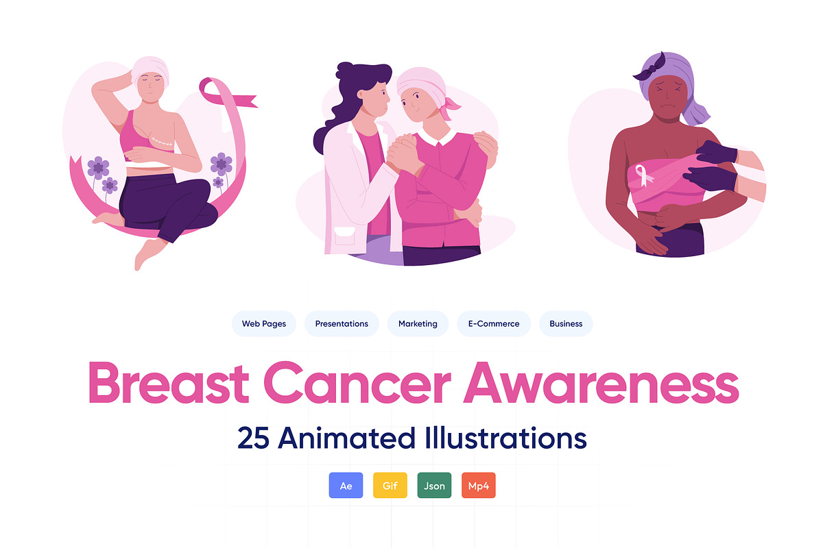 Breast Cancer Vector Animations, a Duotone Icon by Prosymbols (Photo 1 of 5)