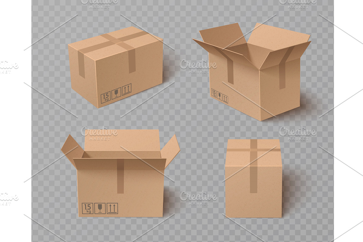 Cardboard box packages with top open, an Illustration by art PVP - market