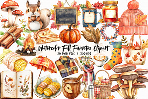 Watercolor Fall Favorites Clipart, an Illustration by Libby Wishes