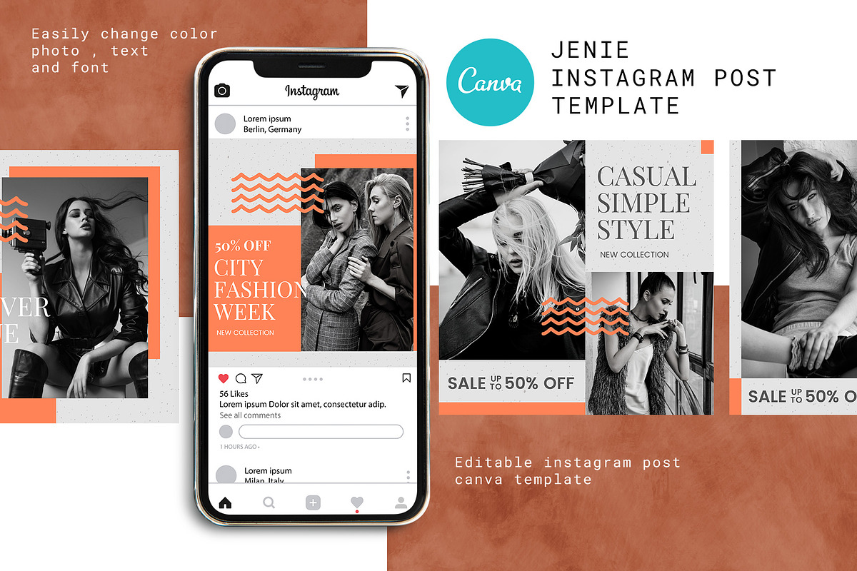 Canva Instagram Post Template Jenie, a Social Media Template by Lythcreative (Photo 1 of 5)