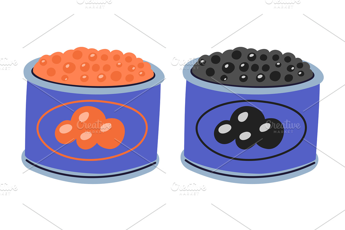 Two open metal canning jars with, a Food Illustration by Vectorbuum