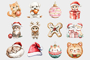 Christmas Cats And Dogs Clipart, a Seasonal Illustration by Design Market (Thumbnail 2 of 3)