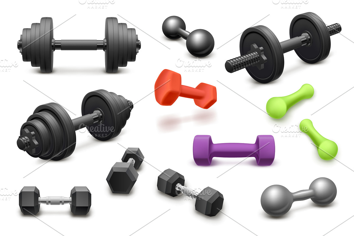 Realistic dumbbell. 3d dumbbells, a Sport Illustration by Stock-Smart-Start