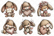 Whimsical Valentine Bunny Clipart, an Illustration by Black Bird Studio (Thumbnail 2 of 6)
