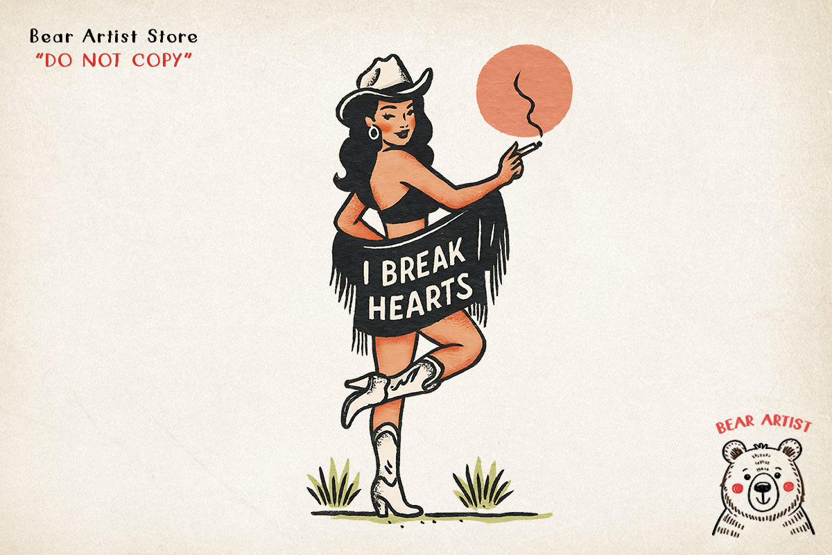 Retro Pin-Up Cowgirl Clipart Bundle, a Graphic by GlitterCraft (Photo 9 of 61)