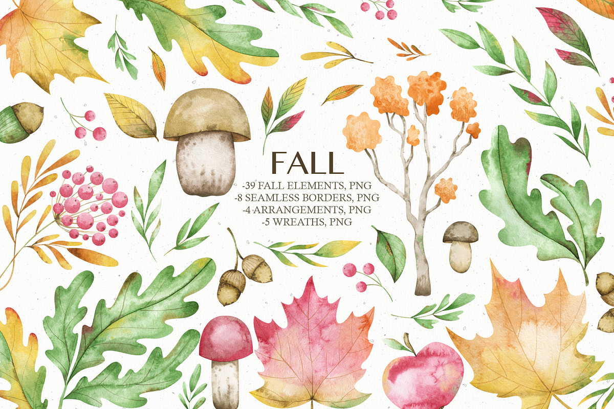 Watercolor fall clipart, an Object Graphic by OrangePeafowlArt (Photo 1 of 13)