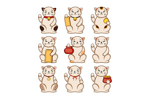 Fortune cats bringing prosperity and, an Animal Illustration by pikepicture