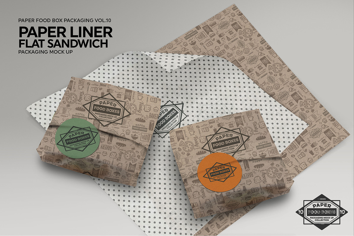Flat Sandwich Paper Liner Mockup, a Product Mockup by INCDesign (Photo 5 of 6)