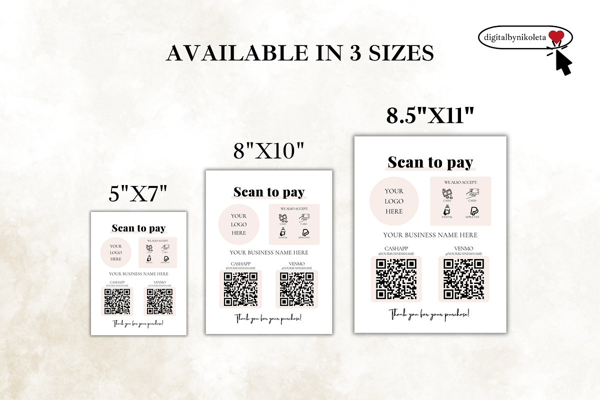 Editable Scan to Pay Canva Template, a Business Card Template by Digital By Nikoleta (Photo 4 of 8)