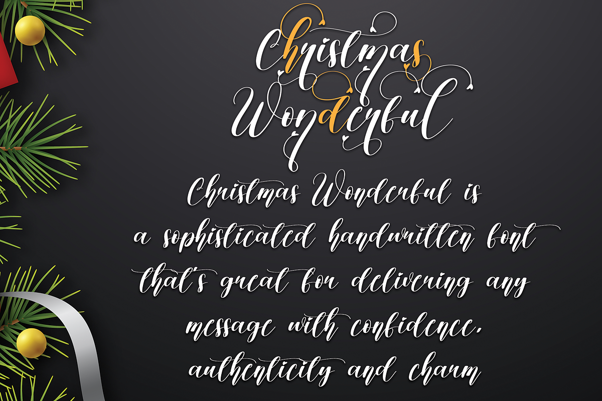 Christmas Wonderful | Script font, a Script Font by Scratchones (Photo 2 of 8)