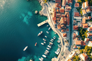 Panoramic view of coastal cities, a Photo by Pavel_design