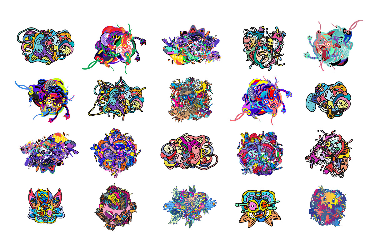20 Abstract Doodle Illustrations, a Decorative Illustration by singpentinkhappy (Photo 2 of 9)