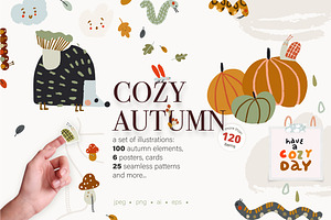 Cozy autumn clipart set