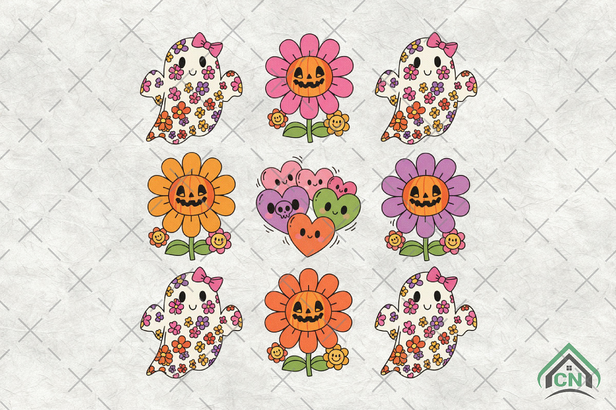 Floral Ghost Halloween PNG, an Illustration by Craft Nest (Photo 1 of 6)
