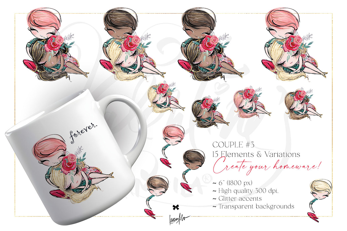 Valentine Clipart & Patterns Bundle, a Branding & Logo Template by KaramfilaS (Photo 4 of 18)