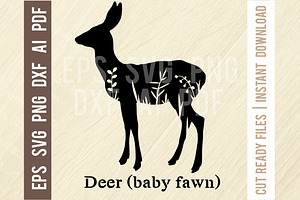 Deer Baby Fawn Floral Animals SVG