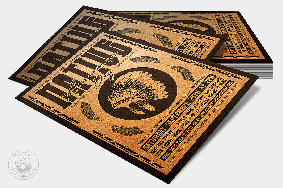 Native American Day Flyer Template 2, a Flyer Template by ThatsDesign Art