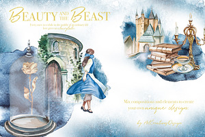 Beauty And The Beast Clipart Set