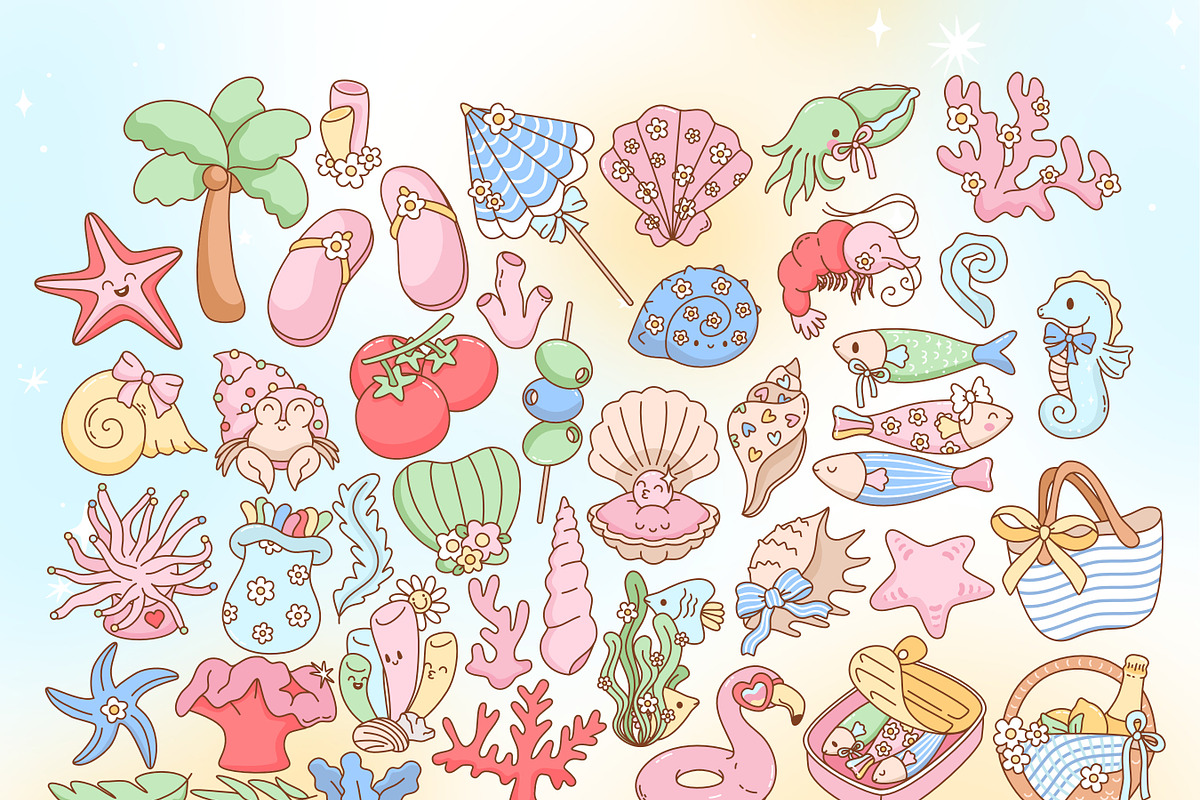 Coquette Coastal Summer Bundle, a Seasonal Illustration by Huxmay (Photo 5 of 7)