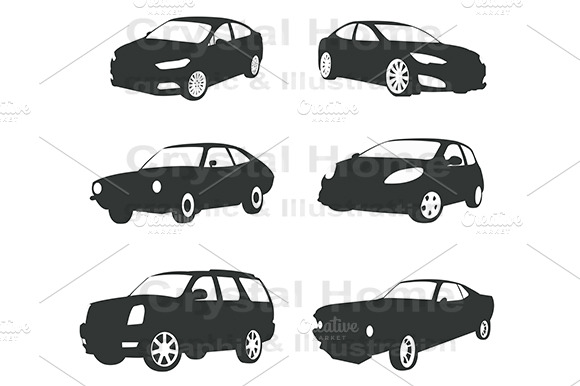 Modern Silhouette Car Icon Set 3