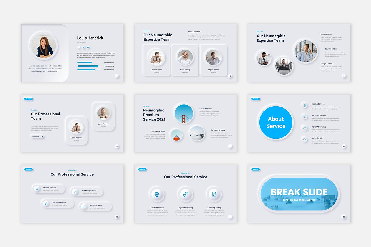 Neumorphic Presentation Google Slide, a Presentation Template by BumbleGraph Studio (Photo 3 of 5)